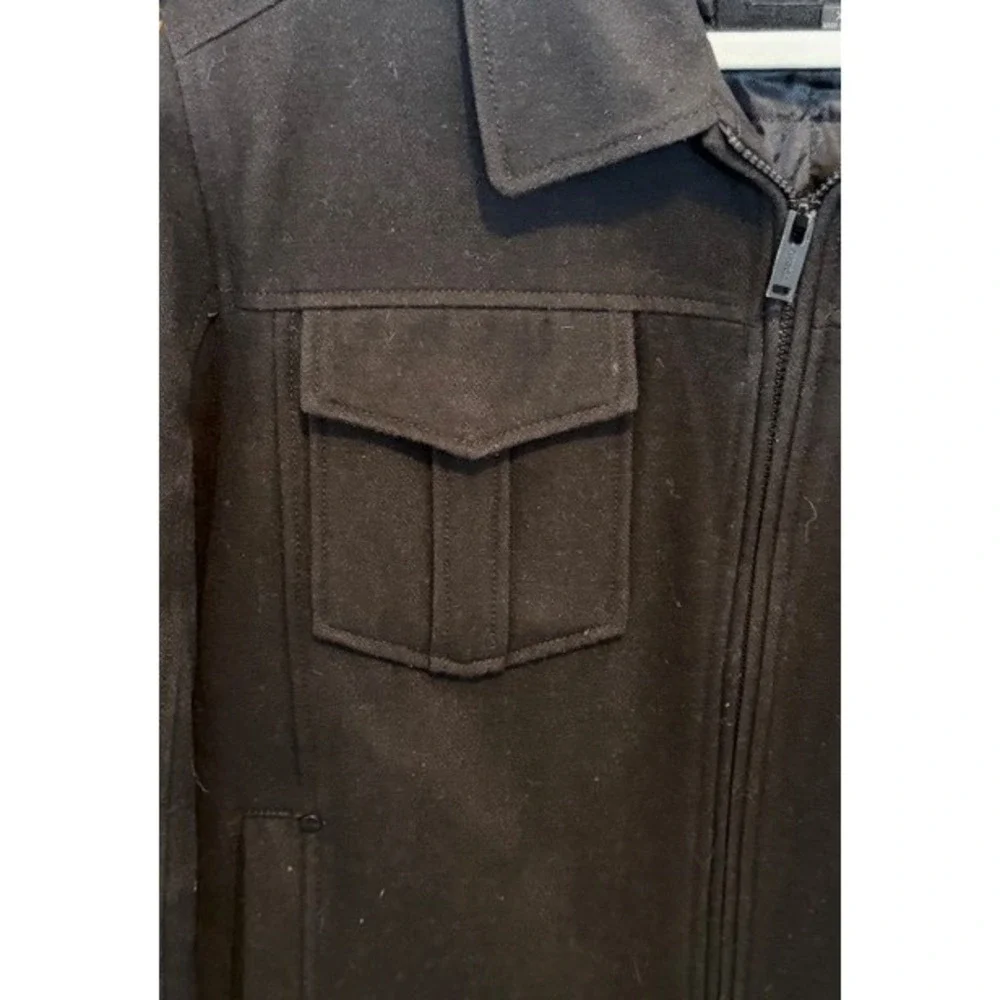 GUESS Men's Black Military Style Full Zip Wool Blend Jacket Size‎ XL Y2K